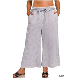 New Zenana Fleece Palazzo Sweatpants